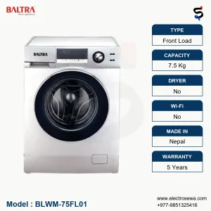 Baltra Washing Machine 7.5 KG Front Loading Washing Machine front load,BLWM-75FL01