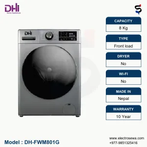DHI Washing Machine, 8 KG Front Loading Washing Machine,DH-FWM801G