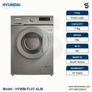 HYUNDAI Washing Machine ,7 KG Front Load Washing Mchine,HYWM-FL07-ALM