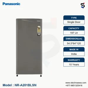 REFRIGERATOR - 197 LTR - , PANASONIC REFRIGERATOR – 197 LTR – SINGLE DOOR(NR-A201BLSN)