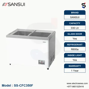 SANSUI CHEST FREEZER – FLAT GLASS – 330 LTR (SS-CFC350F )