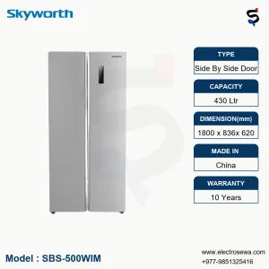SKYWORTH 430 Ltr Inox Side By Side Refrigerator (SBS-500WIM)