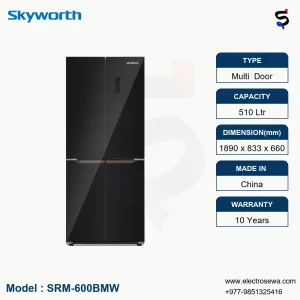 SKYWORTH 510 Ltr , SKYWORTH 510 Ltr Black Multi Door Refrigerator (SRM-600BMW)