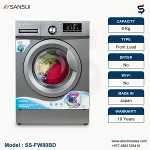 SANSUI WASHING MACHINE - 8 Kg - FRONT LOAD (SS-FW80BD)