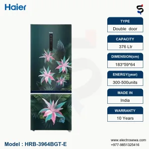 Haier Refrigerator – 376 Ltr Double Door (HRB-3964BGT-E)