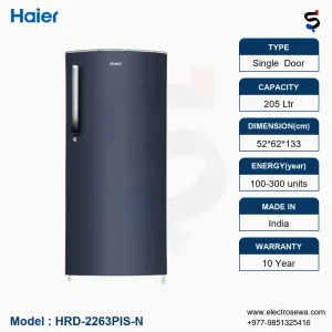 Haier Refrigerator, 205 Ltr Single Door refrigerator,HRD-2263PIS-N