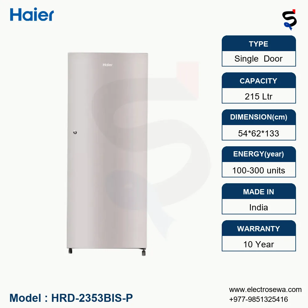 Haier Refrigerator,215 Ltr Single Door refrigerator, HRD-2353BIS-P