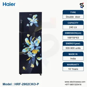 Haier Refrigerator 240 Ltr Double Door Refrigerator, HRF-2902CKO-P