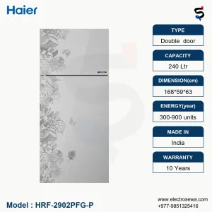 Haier 240 Ltr refrigerator, Double Door Refrigerator, HRF-2902PFG-P
