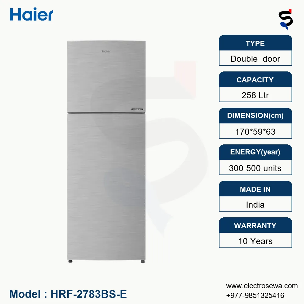 haier 258 ltr refrigerator, HRF-2783BS-E