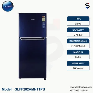 Lloyd 276 Ltr Refrigerator-Frost Free-Double Door (GLFF282AMNT1PB)