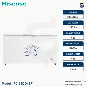 HISENSE Chest Freezer 245 Ltr Hard Top Sliding Glass (FC-38DD4SF)