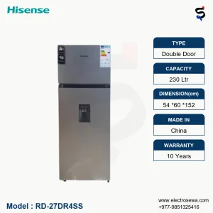 HISENSE-Double-Door-Refrigerator, HISENSE Double Door Refrigerator – 230 Ltr Top Mount Defrost (RD-27DR4SS)