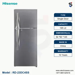 HISENSE Refrigerator, HISENSE Refrigerator Double Door 195 Ltr Bottom Mount Defrost(RD-23DC4SS)