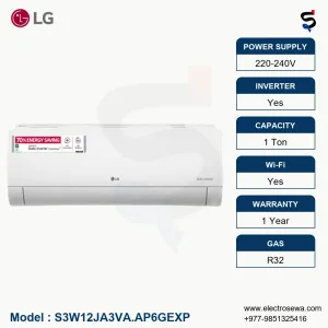 lg air conditioner, lg ac 1 ton, S3W12JA3VA.AP6GEXP