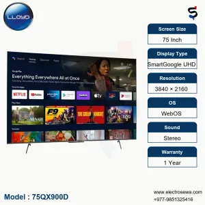LLOYD TV – 75 Inch- Smart Google UHD (75QX900D)