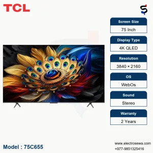 TCL TV – 75 Inch- 4K QLED (75C655)