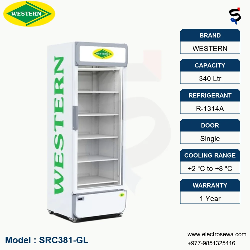 WESTERN Visi Cooler – 340 LTR – Vertical Glass Door Chiller (SRC381-GL)