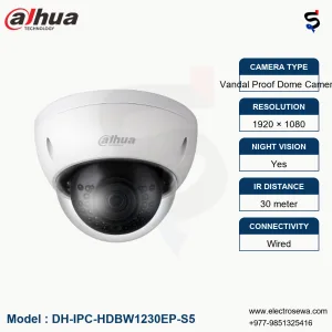 DAHUA-2MP Vandal Proof Dome Netwok Camera (DH-IPC-HDBW1230EP-S5)