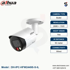 DAHUA-4MP Smart Dual Light Bullet Network Camera (DH-IPC-HFW2449S-S-IL)