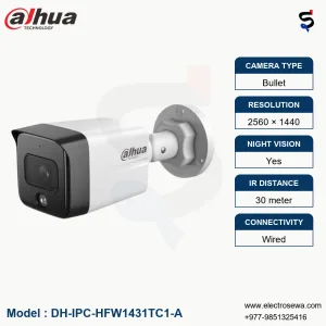 DAHUA – 4MP Audio Fixed-focal Bullet Network Camera (DH-IPC-HFW1431TC1-A)
