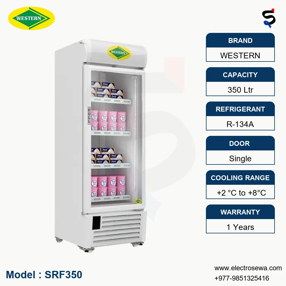 WESTERN Visi Cooler -350 Ltrs Vertical Freezer Temp up to -22°C(SRF350)