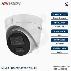 HIKVISION-2 MP ColorVu with Smart Hybrid Light Camera (DS-2CD1T27G2H-LIU)